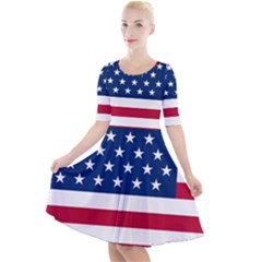 American Flag Quarter Sleeve A-line Dress by Valentinaart