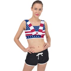 American Flag V-back Sports Bra by Valentinaart