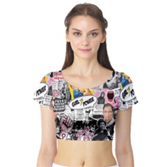 Feminism Collage  Short Sleeve Crop Top by Valentinaart