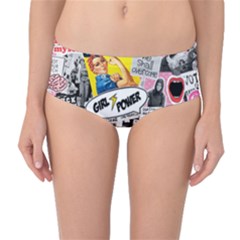 Feminism Collage  Mid-waist Bikini Bottoms by Valentinaart