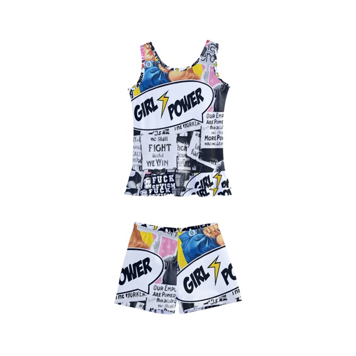 Feminism collage  Kids  Boyleg Swimsuit