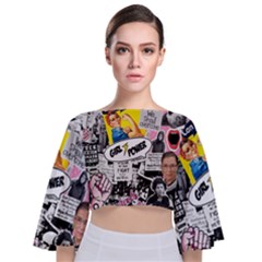 Feminism Collage  Tie Back Butterfly Sleeve Chiffon Top by Valentinaart