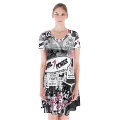 Feminism Collage  Short Sleeve V-neck Flare Dress by Valentinaart