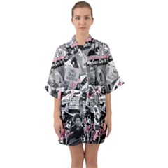 Feminism Collage  Quarter Sleeve Kimono Robe by Valentinaart