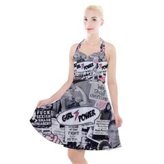 Feminism Collage  Halter Party Swing Dress  by Valentinaart