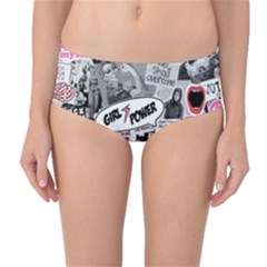 Feminism Collage  Mid-waist Bikini Bottoms by Valentinaart