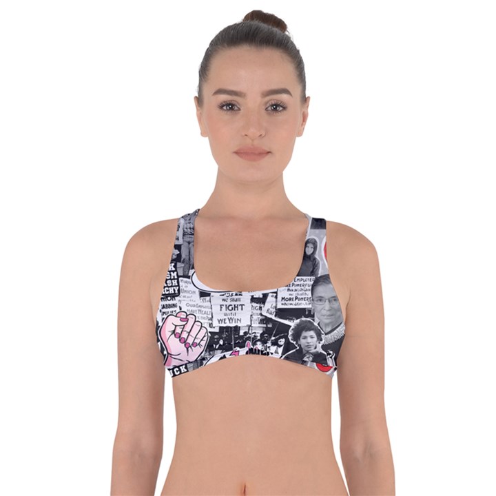 Feminism collage  Got No Strings Sports Bra