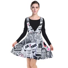 Feminism Collage  Plunge Pinafore Dress by Valentinaart