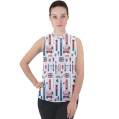 London Love Mock Neck Chiffon Sleeveless Top by lucia