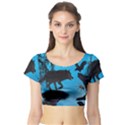 Awesome Black Wolf With Crow And Spider Short Sleeve Crop Top View1