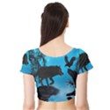 Awesome Black Wolf With Crow And Spider Short Sleeve Crop Top View2