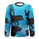 Awesome Black Wolf With Crow And Spider Men s Long Sleeve Tee View1