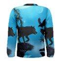 Awesome Black Wolf With Crow And Spider Men s Long Sleeve Tee View2