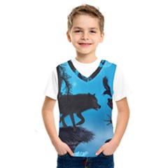 Awesome Black Wolf With Crow And Spider Kids  Sportswear by FantasyWorld7