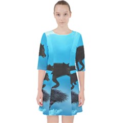 Awesome Black Wolf With Crow And Spider Pocket Dress by FantasyWorld7