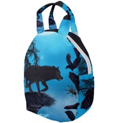 Awesome Black Wolf With Crow And Spider Travel Backpacks by FantasyWorld7