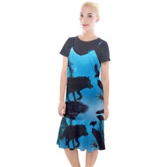 Awesome Black Wolf With Crow And Spider Camis Fishtail Dress by FantasyWorld7