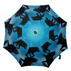 Awesome Black Wolf With Crow And Spider Hook Handle Umbrellas (medium) by FantasyWorld7