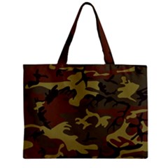 Camo Green Brown Zipper Mini Tote Bag by retrotoomoderndesigns