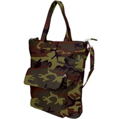 Camo Green Brown Shoulder Tote Bag by retrotoomoderndesigns