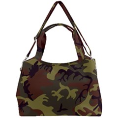 Camo Green Brown Double Compartment Shoulder Bag