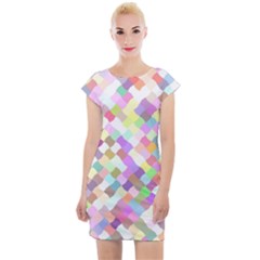 Mosaic Colorful Pattern Geometric Cap Sleeve Bodycon Dress