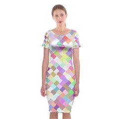 Mosaic Colorful Pattern Geometric Classic Short Sleeve Midi Dress by Mariart