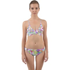 Mosaic Colorful Pattern Geometric Wrap Around Bikini Set