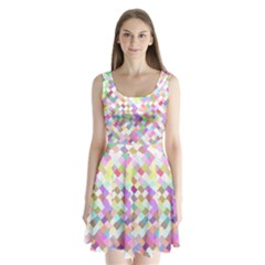 Mosaic Colorful Pattern Geometric Split Back Mini Dress  by Mariart