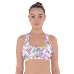 Mosaic Colorful Pattern Geometric Cross Back Sports Bra