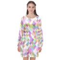 Mosaic Colorful Pattern Geometric Long Sleeve Chiffon Shift Dress  View1