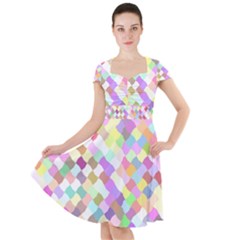 Mosaic Colorful Pattern Geometric Cap Sleeve Midi Dress by Mariart