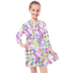 Mosaic Colorful Pattern Geometric Kids  Quarter Sleeve Shirt Dress