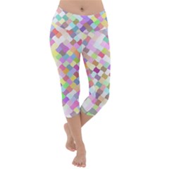 Mosaic Colorful Pattern Geometric Lightweight Velour Capri Yoga Leggings