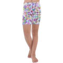 Mosaic Colorful Pattern Geometric Kids  Lightweight Velour Capri Yoga Leggings