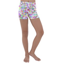 Mosaic Colorful Pattern Geometric Kids  Lightweight Velour Yoga Shorts