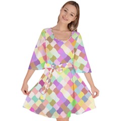 Mosaic Colorful Pattern Geometric Velour Kimono Dress