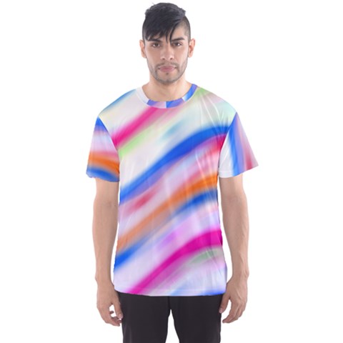 Vivid Colorful Wavy Abstract Print Men s Sports Mesh Tee by dflcprintsclothing