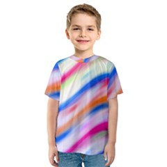 Vivid Colorful Wavy Abstract Print Kids  Sport Mesh Tee