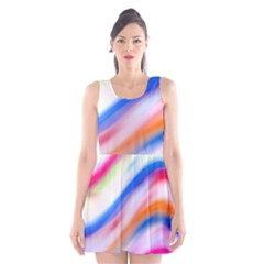 Vivid Colorful Wavy Abstract Print Scoop Neck Skater Dress