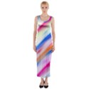 Vivid Colorful Wavy Abstract Print Fitted Maxi Dress View1