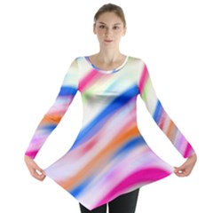 Vivid Colorful Wavy Abstract Print Long Sleeve Tunic  by dflcprintsclothing