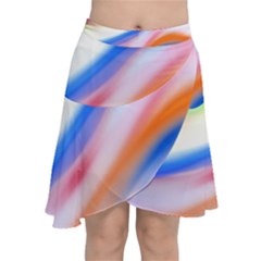 Vivid Colorful Wavy Abstract Print Chiffon Wrap Front Skirt by dflcprintsclothing