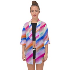 Vivid Colorful Wavy Abstract Print Open Front Chiffon Kimono by dflcprintsclothing