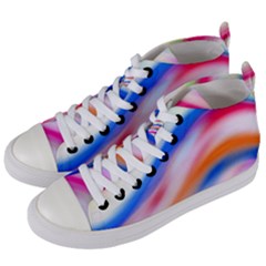 Vivid Colorful Wavy Abstract Print Women s Mid-top Canvas Sneakers by dflcprintsclothing