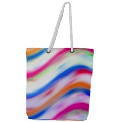 Vivid Colorful Wavy Abstract Print Full Print Rope Handle Tote (large) by dflcprintsclothing