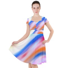 Vivid Colorful Wavy Abstract Print Cap Sleeve Midi Dress by dflcprintsclothing