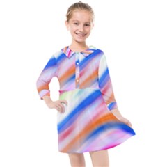 Vivid Colorful Wavy Abstract Print Kids  Quarter Sleeve Shirt Dress by dflcprintsclothing