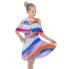 Vivid Colorful Wavy Abstract Print Kids  Shoulder Cutout Chiffon Dress by dflcprintsclothing