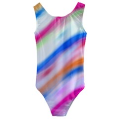 Vivid Colorful Wavy Abstract Print Kids  Cut-out Back One Piece Swimsuit by dflcprintsclothing